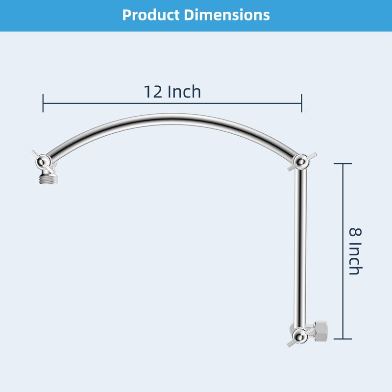 Hibbent All Metal 20'' Shower Head Extension Arm, Solid Brass