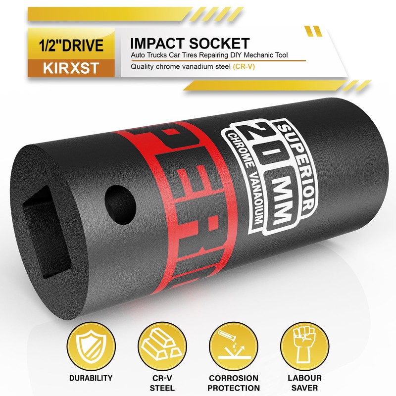 KIRXST Impact Wrench Nuts 1/2 Inch, SW 20 mm Power