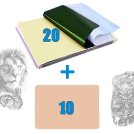 Emalla 30-Piece Tattoo Transfer Set - 10pcs Fake Skin & 20pcs Tattoo Stencil Paper