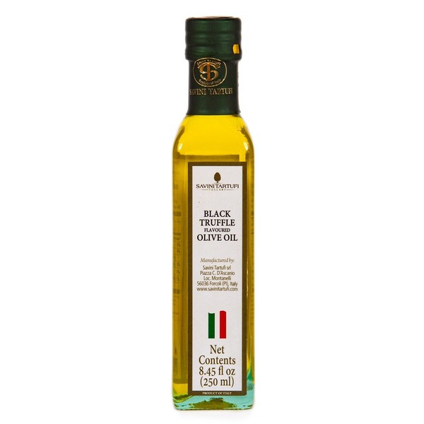 Savini Tartufi Black Truffle Olive Oil, 250ml (8.45oz). Glass Bottle