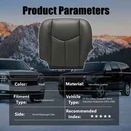 Priprilod 692 or 69i Dark Gray Driver and Passenger Side Bottom and Top Lean Back and Arm Rest Cover Compatible with Chevy Silverado Tahoe Suburban Avalanche GMC Sierra Yukon XL 2003 2004 2005 2006