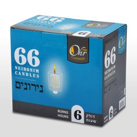 Ohr 6 Hour Neironim Candles - Shabbat and Small Votive Wax Candle - 60 Count
