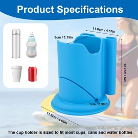 Paddle Board Cup Holder, Universal Kayak Drink Holder Multifunctional Surfboard Water Bottle Holder Anti-Toppling Paddleboard Drink Holder for Outdoor Fishing Boat Kayak Accessories (Blue)