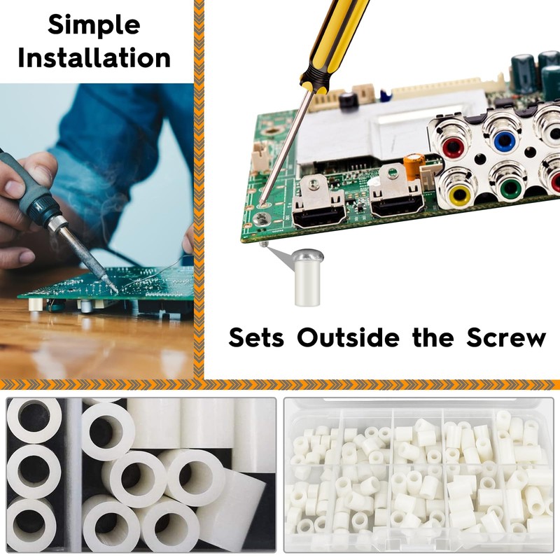 150pcs ABS Round Spacer Assortment Kit White Insulation Spacers for