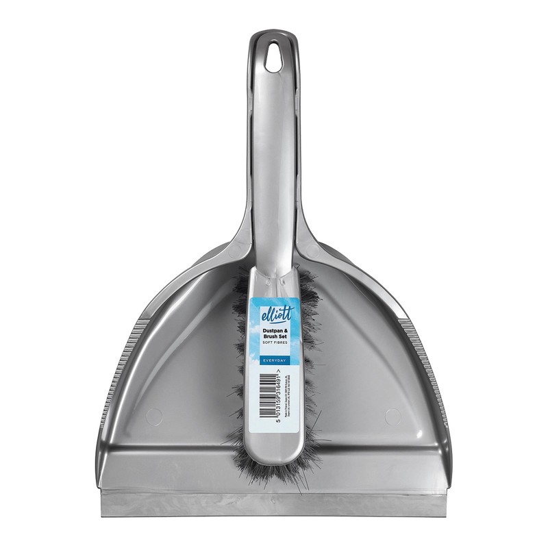 Elliott Dustpan and Brush Set, Durable Plastic Pan with Rubber