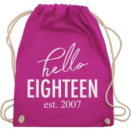 Shirtracer - Gym Bag Backpack - 18th Birthday - Hello Eighteen est 2006 White, 02 Fuchsia