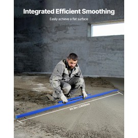 VEVOR Concrete Screed, 96 Inch Screed with Level Vial, Easy Cleanup & End Cap Design, Aluminum Lightweight & Reversable Handle for Leveling Floors, Small-Scale Construction and Home Renovation