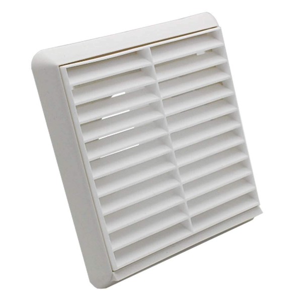 Kair White Louvred Grille 155mm External Dimension Wall Ducting Air
