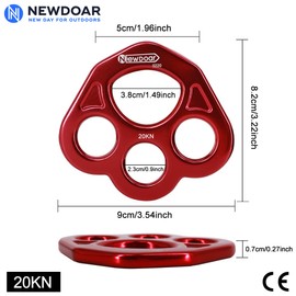 NewDoar ディセンダー プレート 20KN パウリギングプレート 4穴ロッククライミングギア (4穴/20KNレッド)