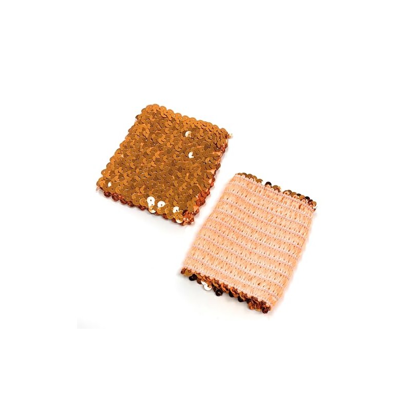 Orange Pair Of Womens Sequin Polyester Fancy Dress Wristbands 16