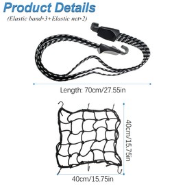 Tie Down Straps Bicycle Pannier Rack, Tensioning Rubber with Hooks, Expander with Hooks, Pack of 5 Rubber Tensioners with Hooks, Luggage Tensioner Bicycle, Tie Down Straps with Hooks for Pannier Rack,