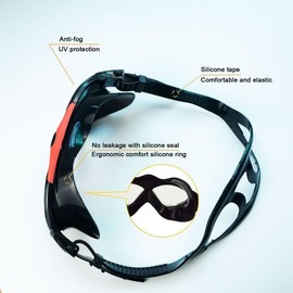 Ioggtser Swimming Goggles Large Frame Wide Vision Swimming Goggles for Adults Men Women Leak-Proof Anti-Fog Swimming Goggles with UV Protection 180° Clear Vision (Black & Red)