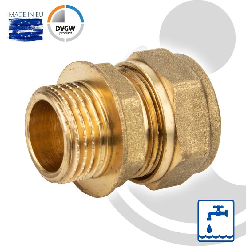 Tecuro Brass Compression Connector Einschraubver Chraubung with Cyl. Thread 15