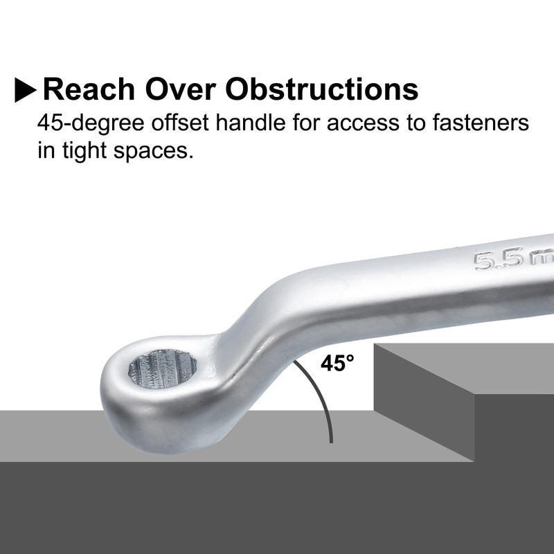 sourcing map 2pcs Offset Double Box End Wrench 5.5mm x