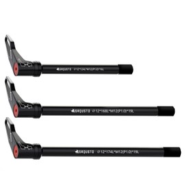 GRQUSTO 1.0mm Thread Pitch Front Rear Quick Release Thru Axles for Bicyle Suspension Forks Rigid Forks and Bike Rear Frame, Free Rotating Handle Road Mountain Bike Axle: 12mm x 124mm