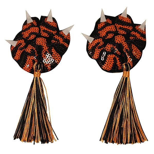 Deezee DP1040 Tigress Nipple Tassels, Orange/Black, One Size