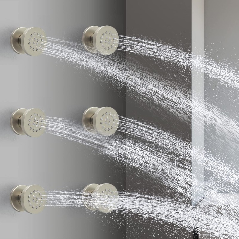 HOMEDEC 6pcs Round Brass Shower Body Spray Massage Jets Spa-like
