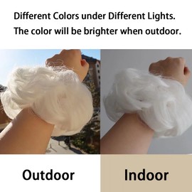 LaLuLoLi White Color Messy Hair Bun Synthetic Hairpiece Elastic Donut Chignon Hair Extensions for Women Girl (2pcs, #1001)