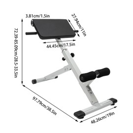 Hyperextension Bench, Adjustable Roman Chair, Multi-function Bench Back Extension Ab Chair, Up to 330 lbs Weight Capacity for Home Gym Men Women Exercise (White)