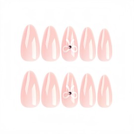 Short Press on Nails Nude Pink Glitter Square Fake Nails, Chrome Pink Acrylic Nails, Shiny Glossy Gel False Nails Kits Salon Quality Stick Glue on Nails Tip 24 Pcs
