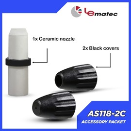 LE LEMATEC Accessory Packet for AS118 Sandblaster Gun Kit, Durable Sandblasting Spare Nozzle Tip, Includes 1 Ceramic Nozzle, 2 Dust Covers