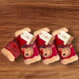 BIRTIMO Christmas Gloves – Winter Gloves, Mittens Knitted Warm Gloves Warmth and Holiday Cheer, Festive Christmas Fingerless Gloves, Christmas Gift Red 3 pair