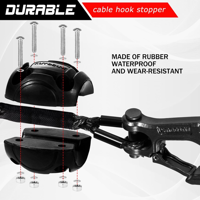 AUTODUNK 3/16" x 50ft Synthetic Winch Rope Kit 8,450LBS with