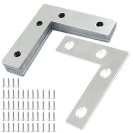 Bonsicoky 12 Pack L Shape Flat Bracket, 2.4" x 2.4" Stainless Steel Flat Corner Brackets, Corner Braces, Joining Plate, Repair Plate for Wood Furniture, Cabinet, Windows, Desks - Silver