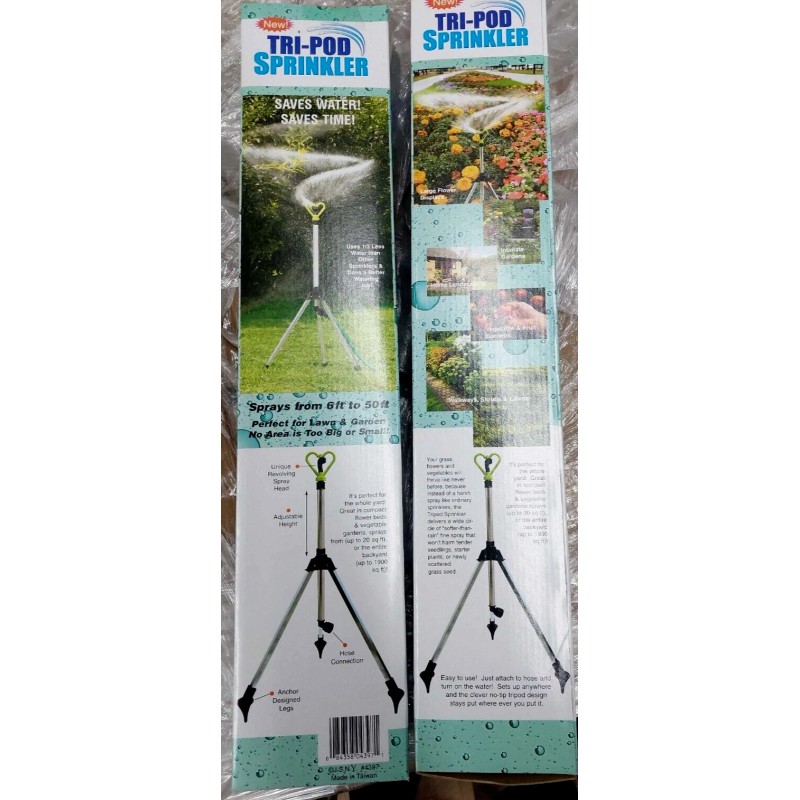 JSNY Tripod Sprinkler Adjustable Rainforest Revolving Lawn Garden 20 -1900
