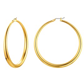 FindChic Hoop Earrings for Men and Women Round Twisted Earring Huggie Hoop Stud Earrings in Diameter 30 mm/40 mm/60 mm/80 mm Punk Earrings for Valentine's Day Birthday, Stainless Steel