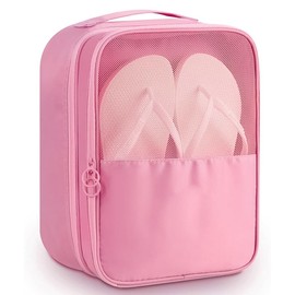 ZONAHAH Travel Shoe Bag 3 Layers Shoe Storage Bag Portable Shoe Bag Shoes Organizer Zippered Shoe Bag for Travel Storage Shoe Pouch with Top Handle Pink