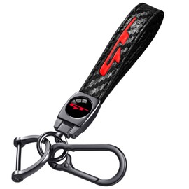 Annloysky Black Carbon Fiber Leather Metal Car Keychain Keyring Compatible with Kia K3 Forte Cerato 2021-2024 GT Cars Accessories