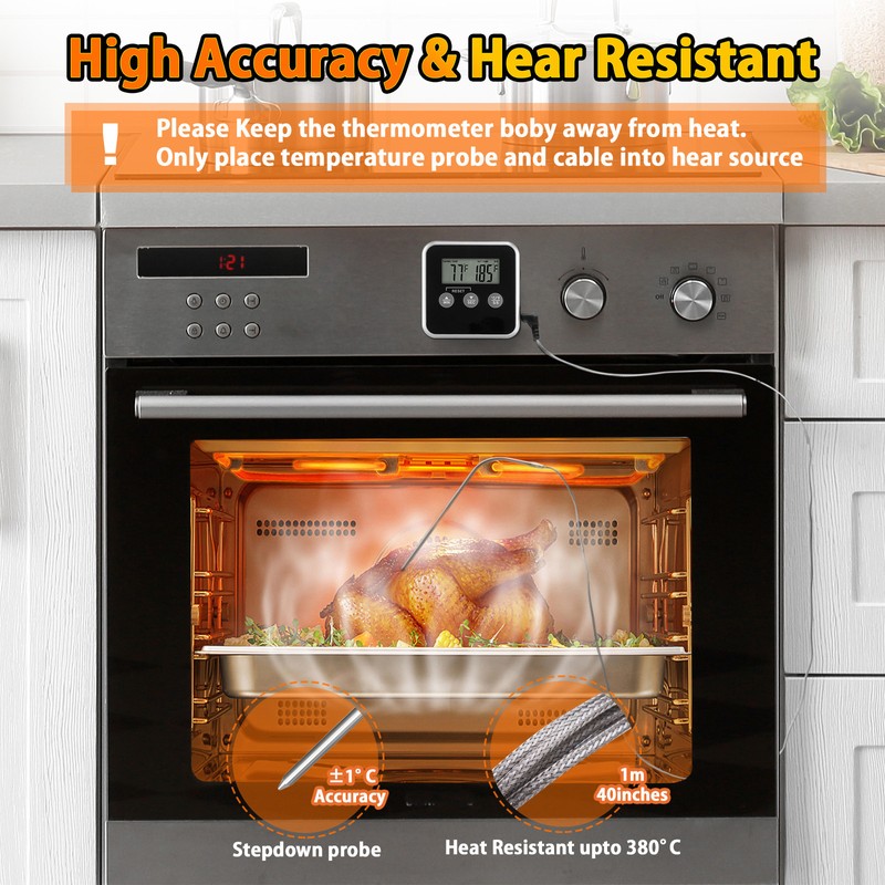 Digital Meat Thermometer Food Barbecue Thermometer BBQ Grill Smoker Thermometer
