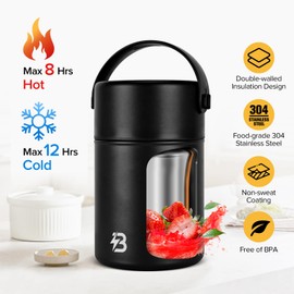 Thermo for Hot Food, 29 Oz Lunch Soup Thermo Food Jar, Wide Mouth Insulated Hot Food Container with Spoon for Adults (Black)