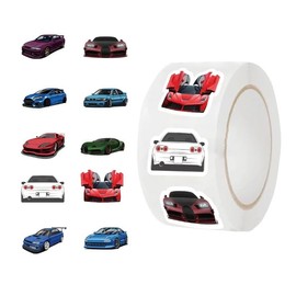 Rollo 500 pcs etiquetas, stickers Cars 2.5 cms, 10 Diseños