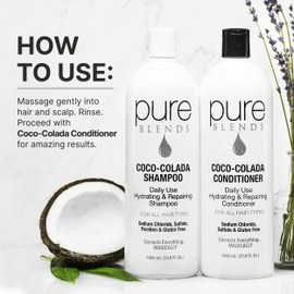 Pure Blends Coco-Colada Shampoo | Daily Use Hydrating Shampoo| Neutral-No Color Shampoo For In Between Color Depositing Washes | Balances Color & Repairs Dry, Damaged Hair | 33.8 Oz.