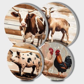 Farm Animal Electric Stove Burner Covers，4 Pack Round Stove Burner Covers，8 Inches and 10 Inches，Gas Stove Burner Covers,Metal Stove Burner Cover，Framhouse Cooktop Decorative，Home Decor,Kitchen Decor