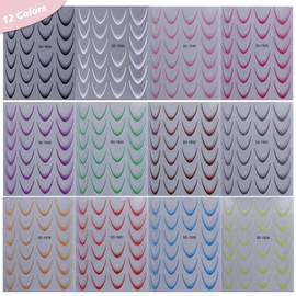 Gradient Color Nail Stickers Decals 12 PCS French Tip Line Nail Art Designs Ombre Matte Summer Sticekrs for Nails Art 3D Self-Adhesive Supplies Manicure Colorful Guides for Women Girl