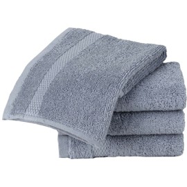 Sue Rossi Face Cloth Set of 4, Egyptian Combed Cotton, 30cm x 30cm Wash Cloth Flannel, Very Soft & Absorbent, Quick Dry 600gsm Bathroom Towels. (Pacific Blue)