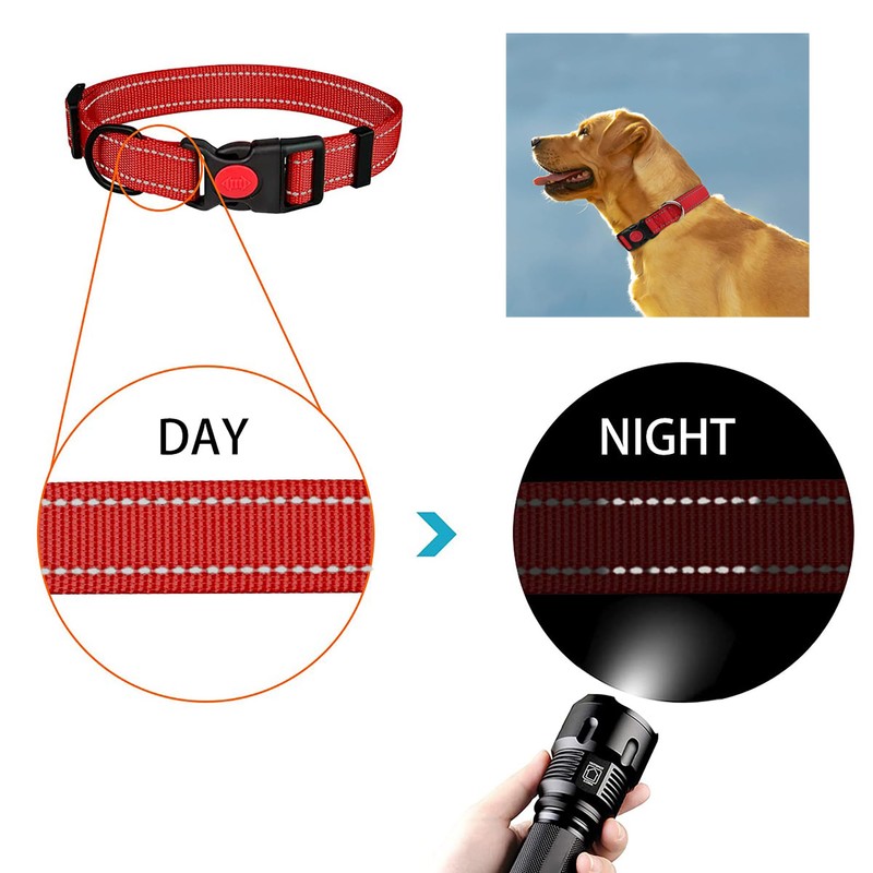 Dog Collar, Reflective Dog Collar with Safety Buckle, Adjustable Nylon