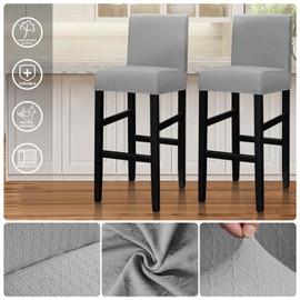 Lellen Bar Stool Covers Set of 2 - Jacquard Bar Stool Covers with Backs - High Stool Chair Covers for Kitchen Dining Room