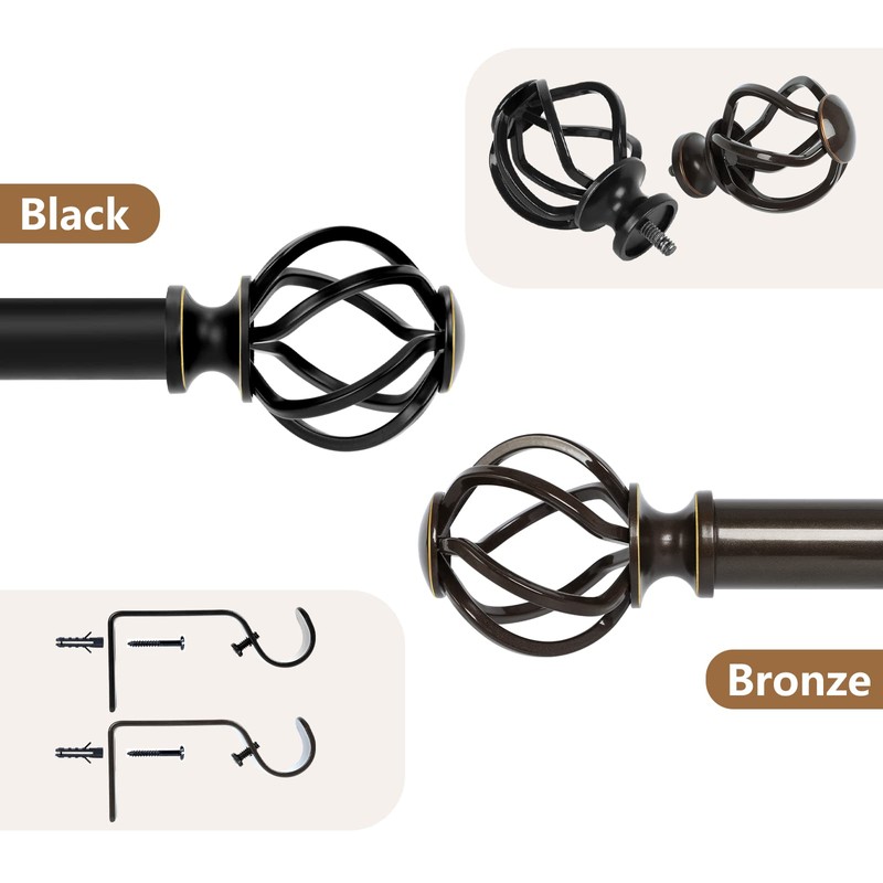 VOIIY Curtain Rods for Windows 48 to 84 Inch(4-7 Feet),3/4"