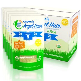 Well Lean Angel Hair — USDA Organic, Low Carb, Low Calorie Konjac Pasta — Ready to Eat and Healthy — Plant Based, Soy Free, Vegan, Paleo and Keto Friendly (6 Pack)