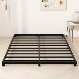 YUSENHEEI 4 Inch Full Size Bed Frame, Heavy Duty Metal Platform Low Bed Frame Full, No Box Spring Needed, Noise Free, Easy Assembly, Black