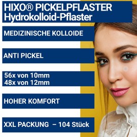 104x Pickelpflaster – Hydrokolloid Pickel Patches transparent in 2 Größen (10mm & 12mm) Abdeckung Anti-Akne & Unreinheiten Spotabdeckung – Vegan für Hautpflege