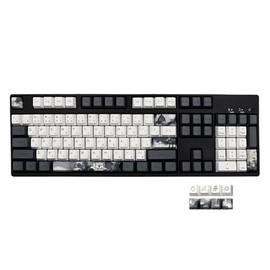 JSJT Ink Lotus Keycaps OEM Profile Japanese Keycaps 140 teclas PBT Dye Sublimation Custom Keycap Adecuado para GK61/64/68/84/87/96/98 Cherry MX Switches ANSI/ISO Layout Teclado mecánico