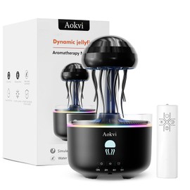 300ML Jellyfish Essential Oil Diffuser, Quiet Aromatherapy Mist Diffusers for Essential Oils, with 7 LED Color Changing Light and Auto-Off Switch, Suitable and Families Humidifiers for Bedroom（Black）