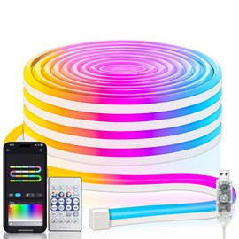 Smart Neon Rope Lights USB, 16.4Ft RGB LED Rope Lights Color Changing with APP Control, Outdoor Neon Strip Lights Waterproof DIY Flexible Music Sync for Gaming Room Living Room Indoor Decor