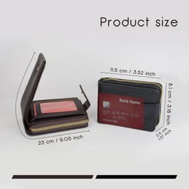 AfitLulu Mens Wallets Faux Leather Driver's License Card Holder Wallet with 4 Transparent Window, Accordion Style Credit Card Holders Card Slot with Zipper and Snap-Fastener (Black)