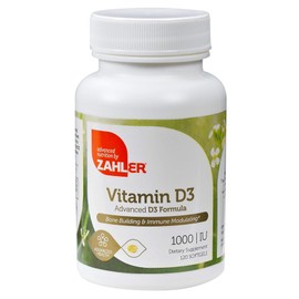 Zahler Vitamin D3 1,000IU, Vitamin D Supporting Bone Muscle Teeth and Immune System, Certified Kosher, 120 Softgels